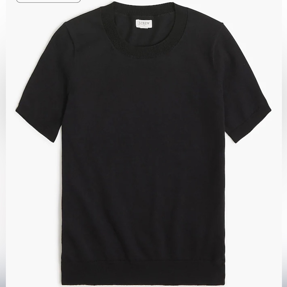 J Crew Short Sleeve Sweater XXS Cotton Cashmere Black NWT extra small